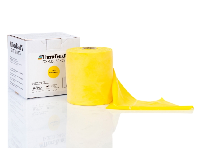 Thera-Band® Übungsband 45,5m x 12,8cm Rolle, leicht, gelb Versandkostenfrei Thera-Band® Übungsband "leicht" 2,5m - GELB