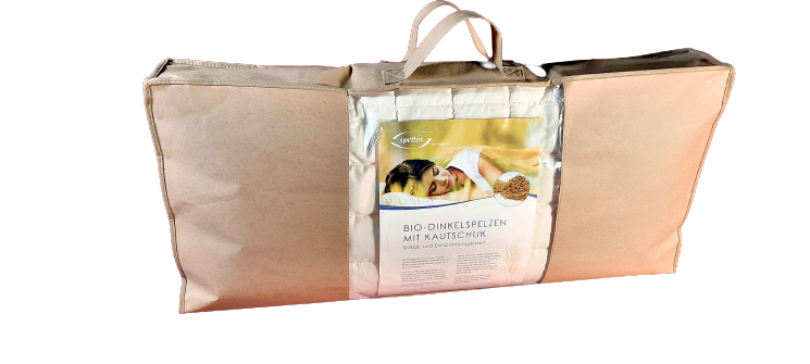 Speltex Bio-Dinkelkissen mit Baumwoll-Stepphülle 80x40cm