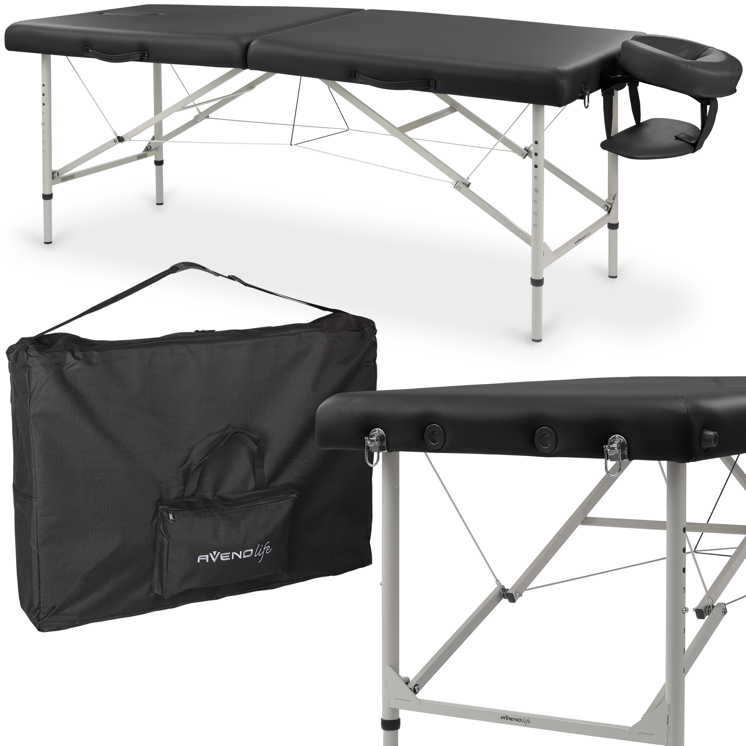 Mobile Massageliege Alu Verona Schwarz Mobile Massageliege Alu Verona Schwarz