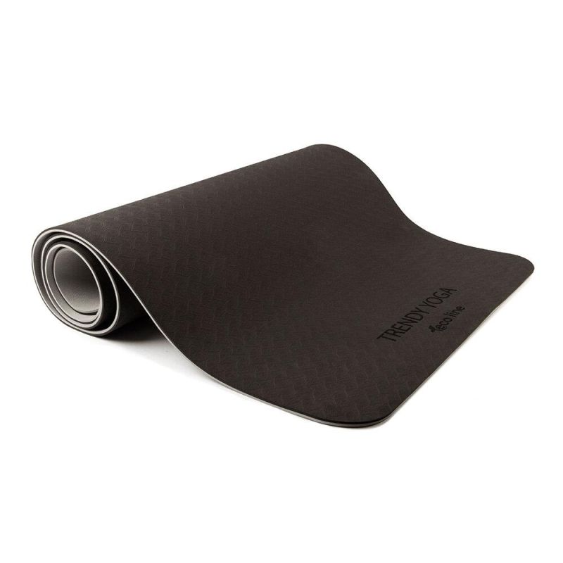 YogaMat Eco 180x60x0,6cm Anthrazit Set mit Tragegurt 