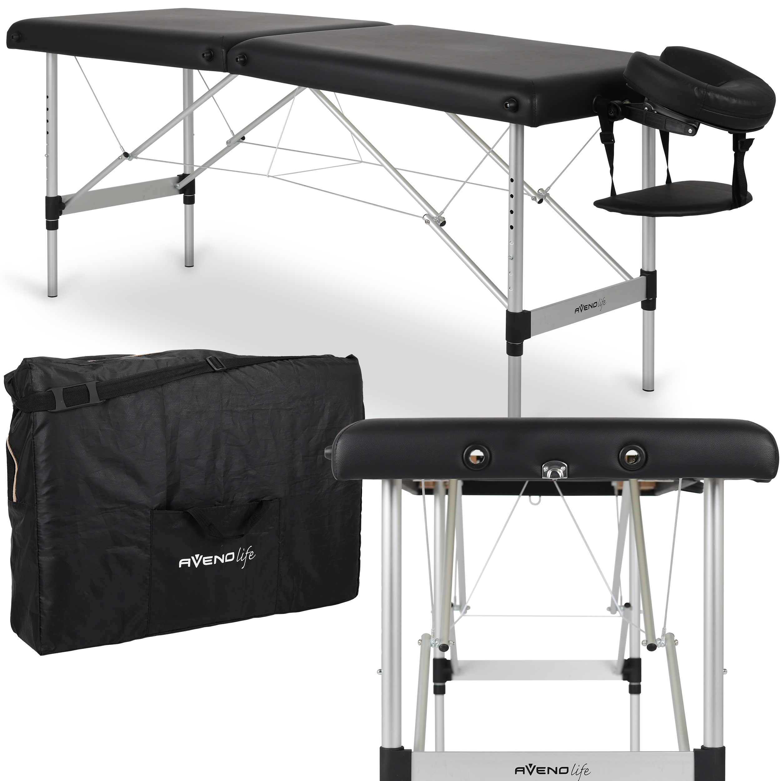 Mobile Massageliege ALU schwarz NINA