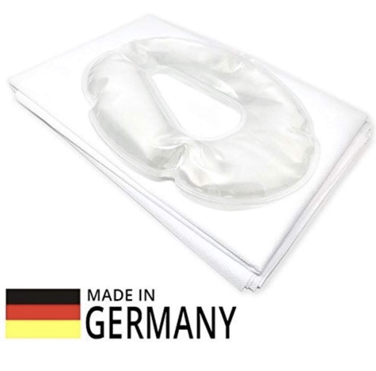 Gesichts-Gelkissen + 100x waschbare Nasenschlitztücher (30x21cm) + 10x CLASSIC Waschfaserlaken Gesichts-Gelkissen + 100x waschbare Nasenschlitztücher (30x21cm) + 10x CLASSIC Waschfaserlaken