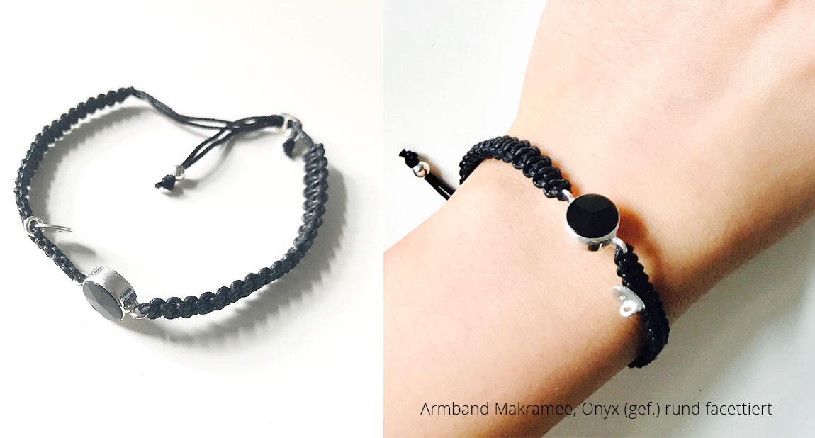 Armband " Makramee" Achat-Druzy Kraftstein Armband Online Shop Armband " Makramee" Labradorit (dunkel) oval