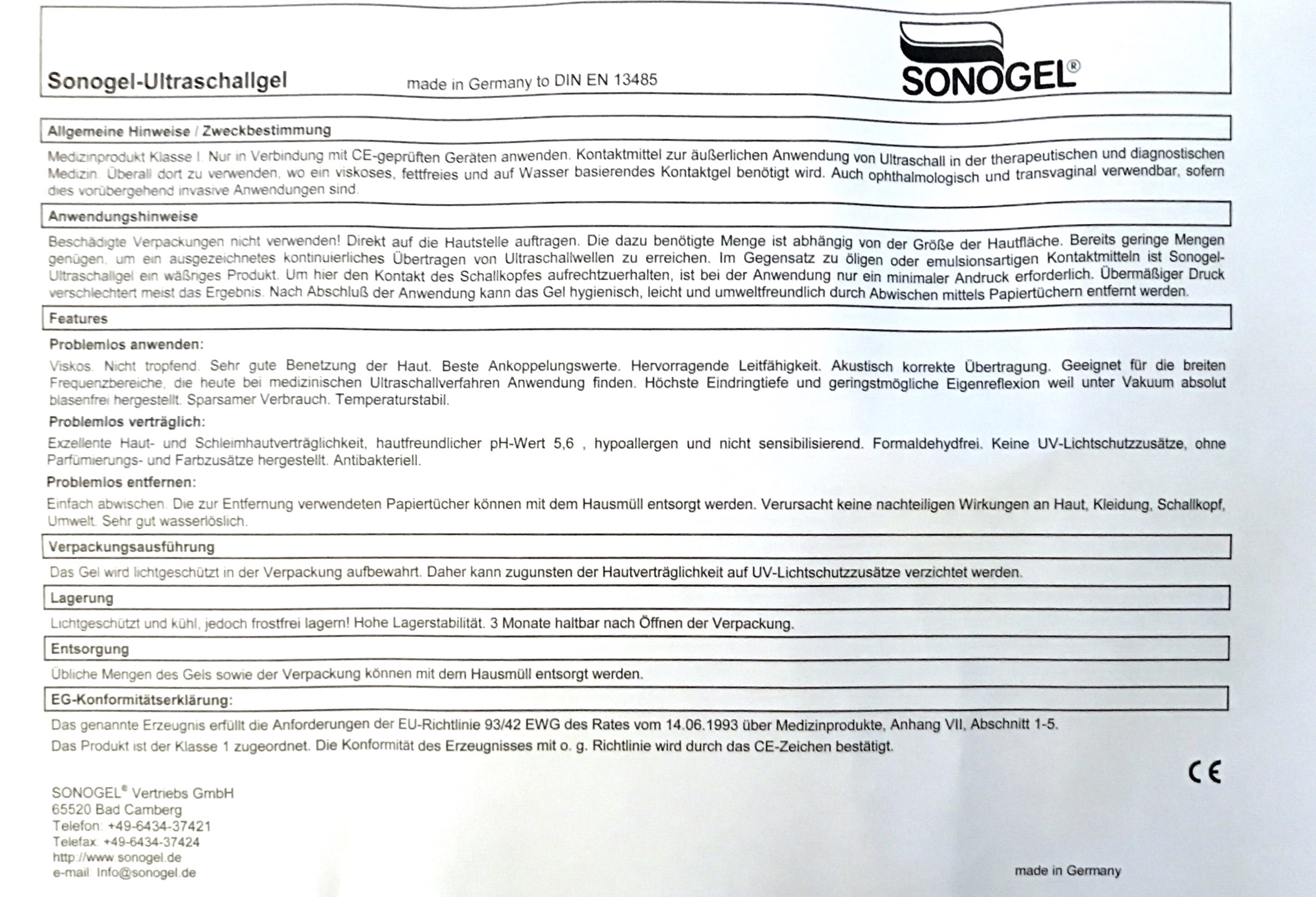 Sonogel Ultraschallgel 850ml Sonogel Ultraschallgel 850ml