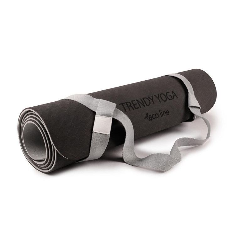 YogaMat Eco 180x60x0,6cm Anthrazit Set mit Tragegurt 
