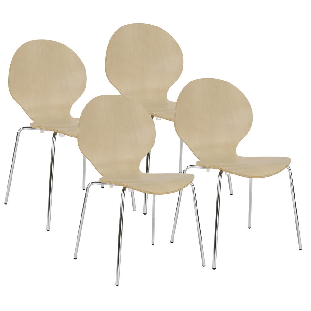 4 Schalenstühle Cafe VI ahorn Holz 