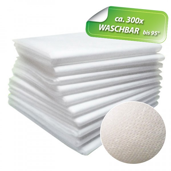 Vlieslaken "Premium PP70" Waschfaserlaken 80x210cm 10er Pack XXL Waschfaserlaken "PP70" 160x210cm 10er Pack - weiß