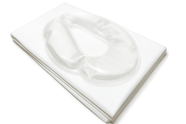 Gesichts-Gelkissen oval + 100er Pack "57GSM Airlaid" Einmal-Nasenschlitztücher